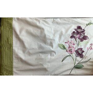 Royal Heritage Home Pillow Sham Cotton Ivory Embroidered Floral Cottage